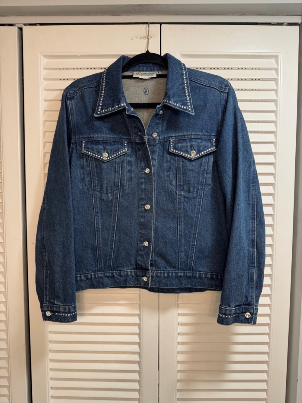 Christine Alexander Blue Denim Jacket With Swarovski Crystals